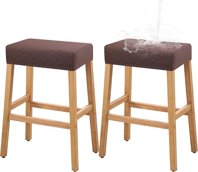 YISUN Stool Covers Rectangle - 2 Pack Stretch Waterproof Saddle Seat Cover Counter Bar Stools Bar Chairs Covers Kitchen Island Chairs Cushion Protector