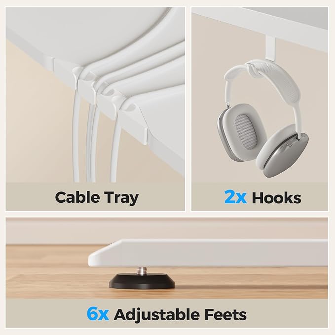 Agilestic L Shaped Standing Desk 63 inch Adjustable Height, Electric Corner Standing Desk, Sit Stand Computer Table with Splice Board, White