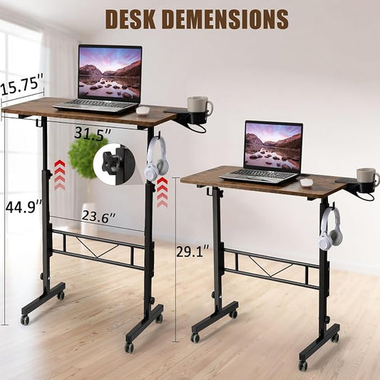 SIDUCAL Standing Desk Adjustable Height, Rustic Brown
