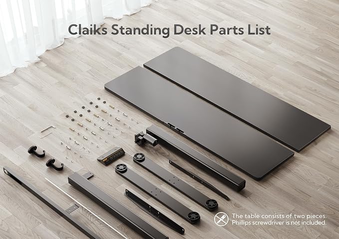 Claiks Electric Standing Desk, Adjustable Height Stand up Desk, 40x24 Inches Sit Stand Home Office Desk with Splice Board, Black Frame/Black Top