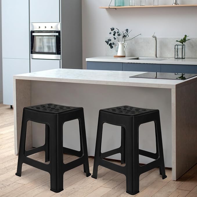 TURSTIN 12 Pack Plastic Stools 16.9 Inch Black Nesting Stools Portable Backless Bar Stool Flexible Seating Chairs for Classroom Office Home