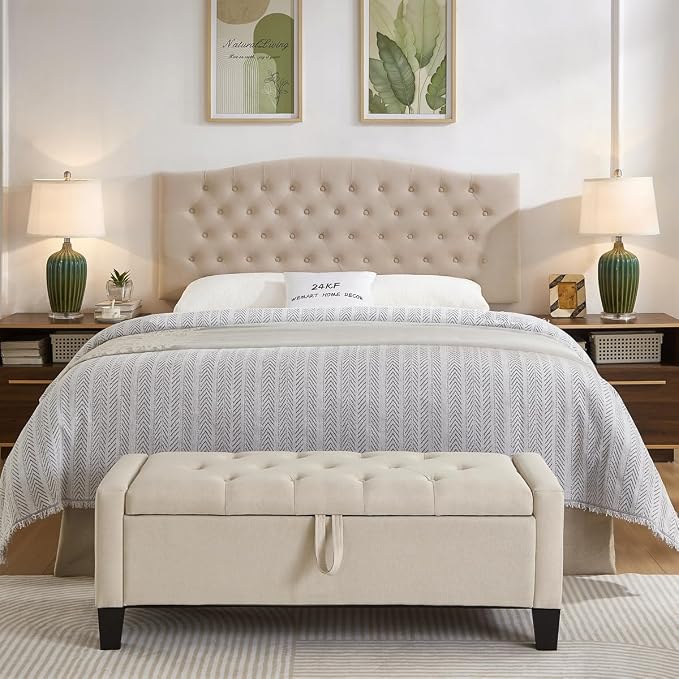 24KF Upholstered Tufted Button Wall Mounted Velvet Headboard,Comfortable Fashional Headboard Queen/Full Size,6058-Q-Taupe