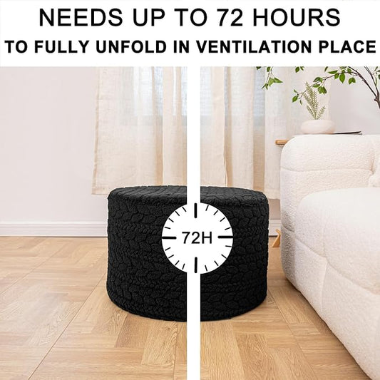 Round Pouf Ottoman 20 x 20 x 14 Inches Boho Poof Home Decor Floor Pouffe Ottoman Foot Rest for Couch Sofa Bean Bag Chairs Living Room Bedroom (Black)