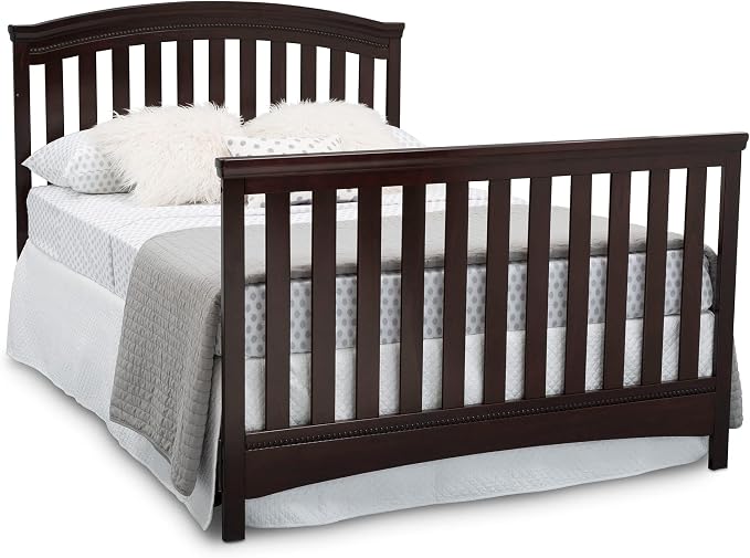 Delta Children Emerson 4-in-1 Convertible Crib - Greenguard Gold Certified, Dark Chocolate
