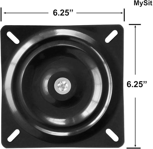 MySit 6.25" Heavy Duty Bar Stool Swivel Plate Replacement, Square Swivel Mechanism for Recliner Chair or Furniture - Ball Bearing Swivel Boat Seat