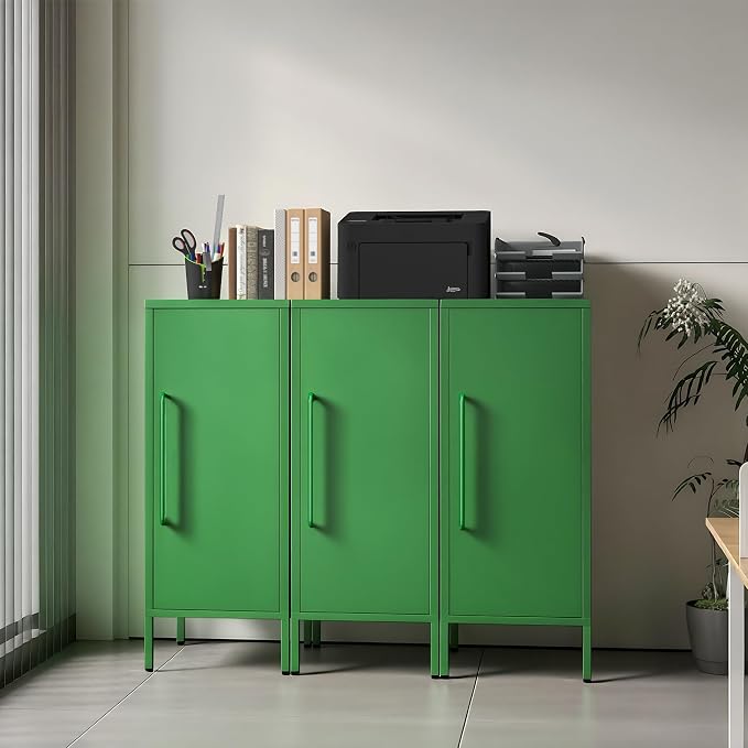 Metal Storage Cabinet 39.5” Decorative Storage Cabinet with Door & 2 Adjustable Shelves for Home Office Garage Kitchen (Green)