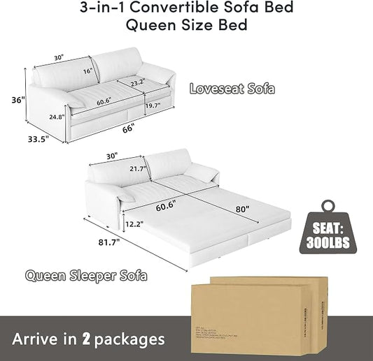 63.8" Sofa Bed Queen Size, Pull Out Couch Bed, 3-in-1 Convertible Sleeper Sofa with Side Pocket, Modern Velvet Futon Couch for Living Room, Small Space, Apartment, Bedroom, Black