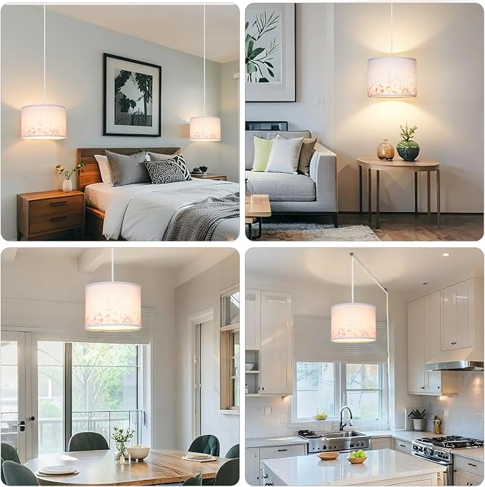 Qingmiao Boho Plug in Pendant Light, Hanging Lamp Plug in with LED Bulb, 3-Way Dimmable Hanging Light Fixture for Living Room Bedroom Kitchen Ceiling Farmhouse Home Decor