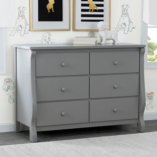 Delta Children Universal 6 Drawer Dresser with Interlocking Drawers - Greenguard Gold Certified, Grey