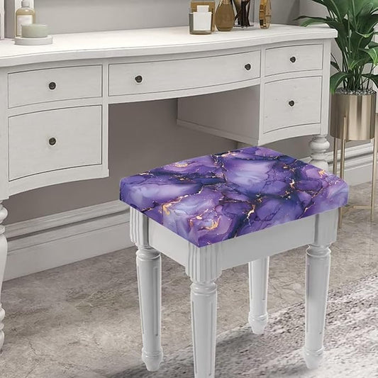 Drak Purple Marble Bar Stool Seat Covers Rectangle Stool Covers Set of 2 Bench Covers Slipcover Rectangle Stretch Counter Height Bar Stools Slipcovers Counter Stool Covers Saddle Seat Cover