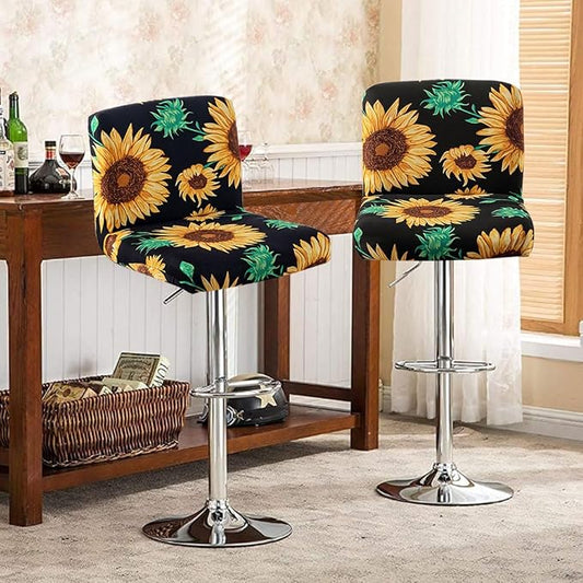 Levoberg Bar Stools Cover Set of 2 Printed Armless Swivel Barstools Slipcovers with Backs Stretch Square Counter Height Bar Stools Covers Mid Low Back Chair Cover for Kitchen Dining Room Bar #10