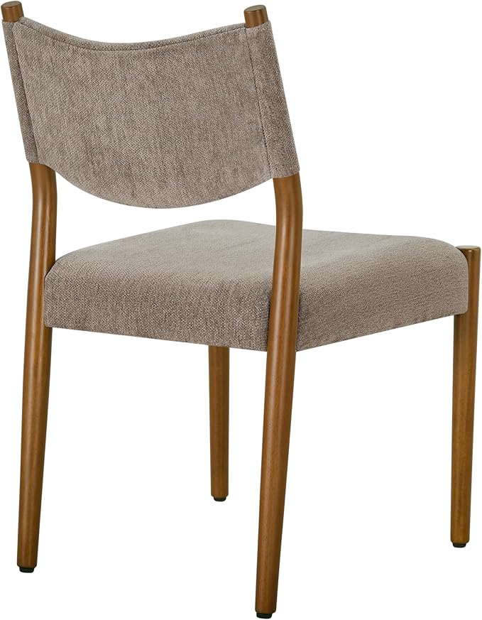 KISLOT Upholstered Dining Chairs Set of 2, Solid Wood Armless Kitchen Chairs with Soft Polyester Fabric, Modern Dining Room Seating, Brown
