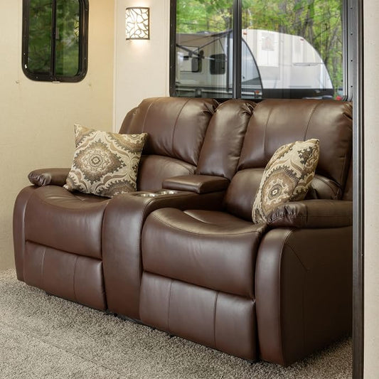 RecPro Charles 67" RV Wall Hugger Reclining Sofa | Mahogany