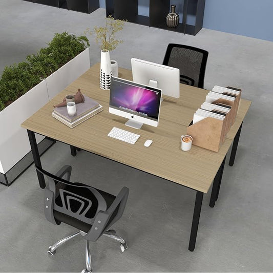 Bonzy Home Conference Tables 8ft Office Computer Desk for Meeting Room Study Writing Printer Podcast Table for 4-8 People Rustic Natural 2PCS 94.4"x23.6"x29.5"