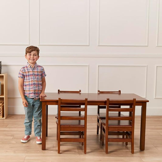 ECR4Kids 24in x 48in Rectangular Hardwood Table with 22in Legs, Kids Furniture, Dark Walnut