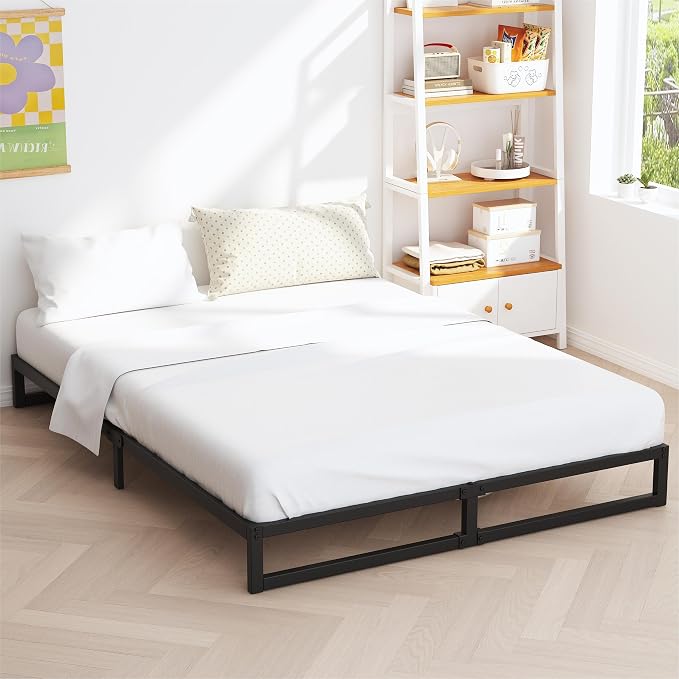 Richwanone 5 Inch King Size Bed Frame Heavy Duty Metal Platform Bed, Black | King Bed Frame, Mattress Foundation with Steel Slat Support, No Box Spring Needed, Easy Assembly