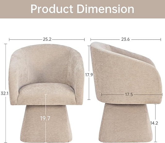 VKNOW Upholstered Swivel Dining Chairs Set of 1, Modern Dining Room Chairs with Barrel Back, Accent Arm Chair for Dining Room, Living Room, Vanity, Khaki
