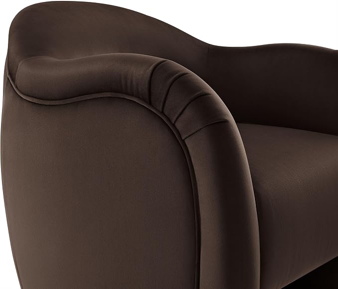 Modway Compose Barrel Chair with Performance Velvet Fabric in Chocolate Brown – Upholstered Accent Armchair with Curved Backrest – Cozy Lounge Chair for Reading – Round Comfy Single Sofa Club Chair