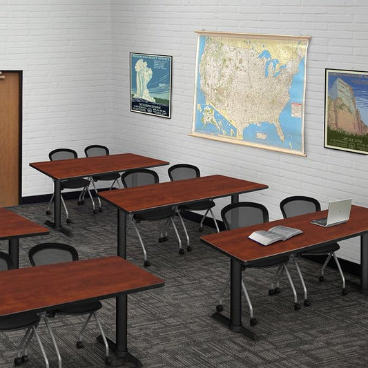 Romig Pillar 48 x 24 in. Steel T-Base Training Seminar Table- Cherry