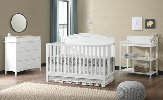 Oxford Baby North Bay 4-in-1 Convertible Crib, Snow White, GreenGuard Gold Certified