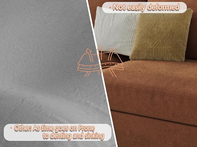 EASE MOOSE U Shape Sectional Modular Sofa,Comfortable Modern Oversized Sectional Modular Cloud Couch Deep Modular Sofa,Brown