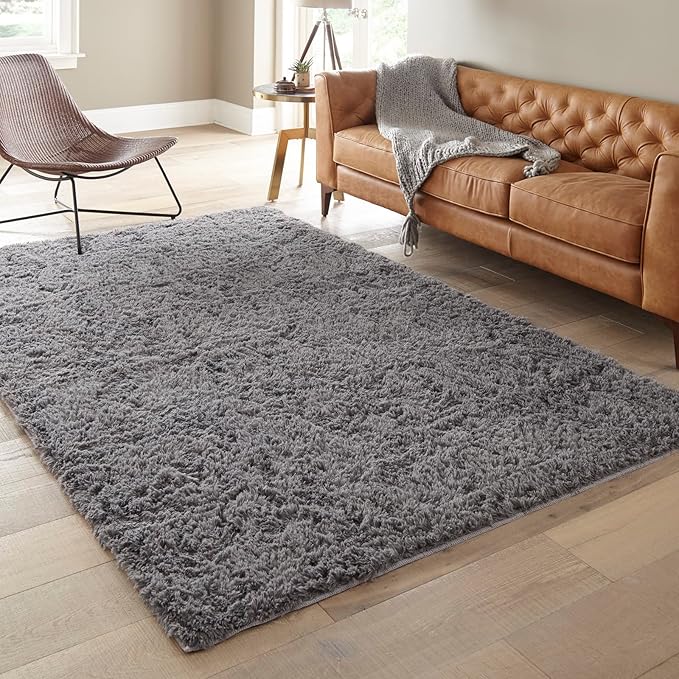Ophanie 6x9 Area Rugs,Upgrade Non-Slip Fluffy Soft Rugs for Living Room,Large Shag Grey Fuzzy Plush Rug,Gray Shaggy Big Carpets for Bedroom,Kids Boys Girls Dorm Decor with Over 99 pcs Pile fibers
