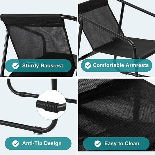 DUMOS 4 Piece Patio Furniture Set, Outdoor Patio Furniture Set with Table and Chairs, Sectional Bistro Sets for Lawn, Garden, Balcony, Pool, Poolside Black