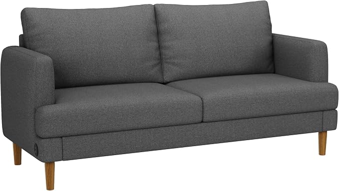 70" Modern Loveseat Sofa with USB Type-C Ports, Linen Fabric 2-Seater Deep Seat Couch, Cozy Small Couch Sofa for Living Room Bedroom Office Apartment (Dark Grey)
