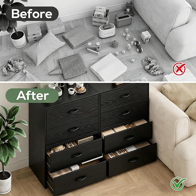 PrimeZone 2 Wood Drawer for Closet Storage: Black Stackable Short Closet Dresser for Clothes Organizer - Modular Chest Cabinet for Closet Bedroom Dorm Wardrobe Nursery