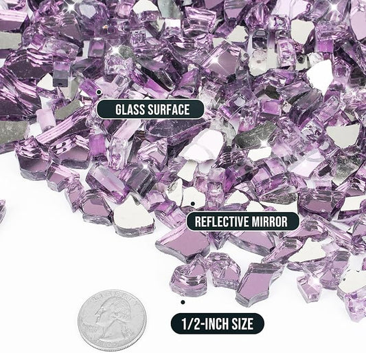 Skyflame 1/2 Inch Purple Reflective Fire Glass for Fire Pit Table Fireplace and Landscaping