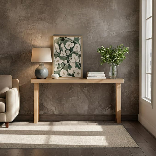 Plank+Beam Solid Wood Console Table, 66 Inch, Sofa Table, Narrow Entryway Table for Hallway, Behind The Couch, Living Room, Foyer, Easy Assembly, Blonde