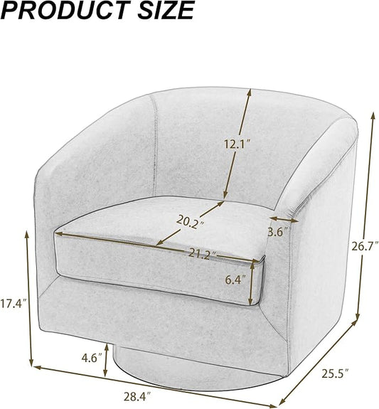 PU Leather Swivel Accent Chairs Set of 4, Barrel Club Chair Upholstered Armchair for Living Room - Red Brown