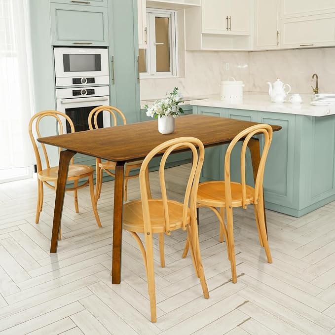 Acacia Verve 48" Solid Wood Dining Table for 4, Rectangular Acacia Wood Kitchen Table, Modern Farmhouse Style, Rustic Natural Finish, Dining Room Furniture, Seats 4 Comfortably, Caramel