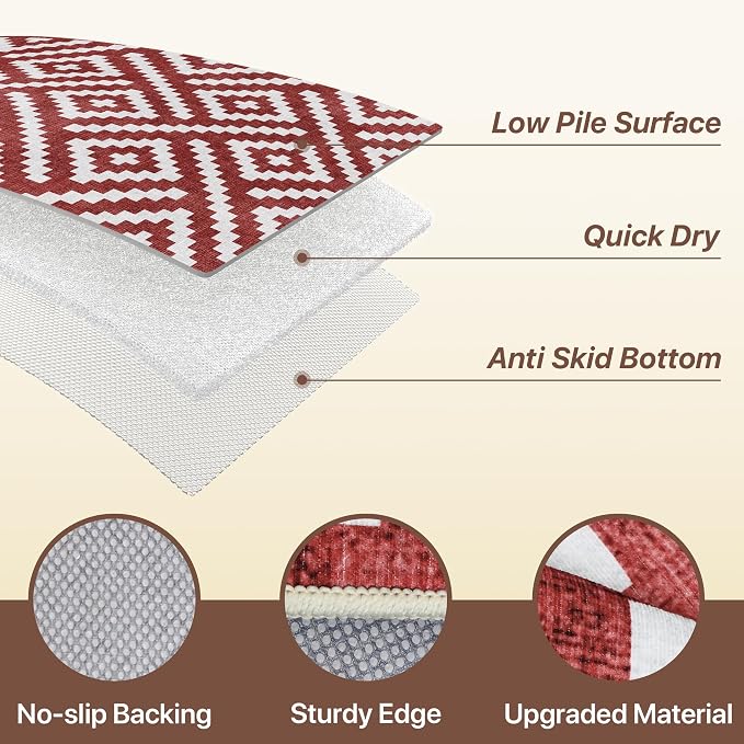 GENIMO Outdoor Rug for Patio Clearance, 3'x5' Indoor Area Rug, Waterproof Reversible Christmas Mat, Outside Camping Carpet for Porch, Living Room, Balcony, Deck, Bedroom, Picnic, Red White
