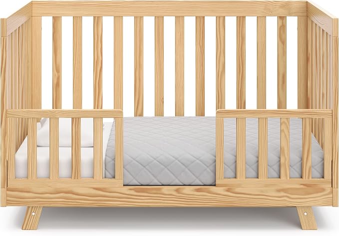 Storkcraft Beckett 3-in-1 Convertible Crib – GREENGUARD Gold Certified, Fits Standard Crib Mattress, Converts to Toddler Bed and Daybed, 4 Mattress Heights, Grow-with-Me Design (Natural)