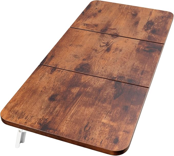 Neoaider Wall Mounted Folding Desk 35.4” x 15.7”, Brown | Drop Down Table with Metal Collapsible Brackets, Folding Wall Table for Small Spaces, Home, Office, Kitchen, Laundry Room