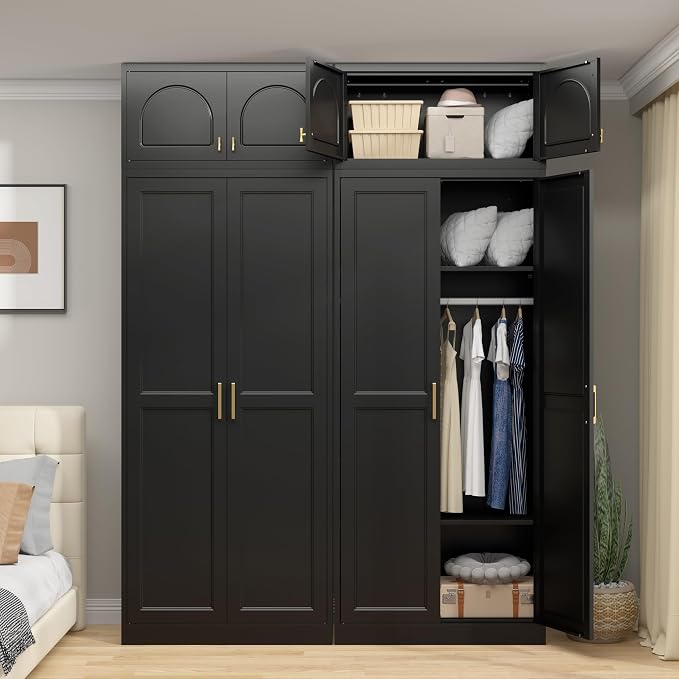 UNICOLY 15" Wall Mounted Storage Cabinet, Small Armoire Wardrobe Closet, Small Hanging Cabinet for Bedroom School, Employee, Gym, Armarios De Ropa para Dormitorio, Assembly Required, Black