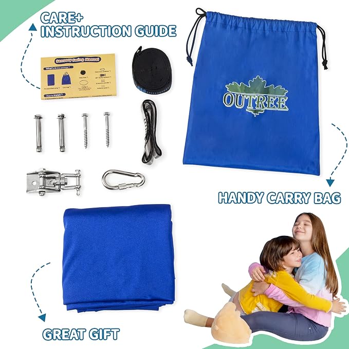 OUTREE Sensory Swing for Kids with 360° Swivel Hanger, Indoor Therapy Swing Great for Autism, ADHD, Sensory Processing Disorder, and Autistic Children