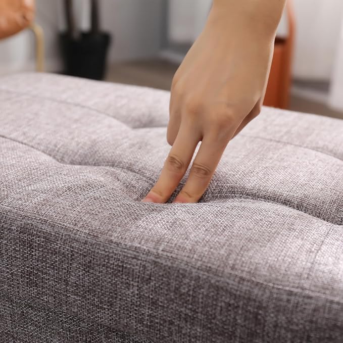 45.3 Inches Storage Ottoman Bench Foldable Seat Footrest Shoe Bench End of Bed Storage with Flipping Lid, 166L Storage Space, Linen Fabric Brown