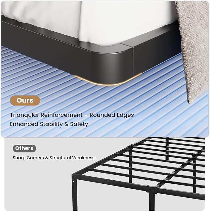 SHA CERLIN Twin Size Floating Bed Frame with Smart LED Lights, Black | Modern Design Metal Platform Bed with Power Strip, No Box Spring Needed, Noise-Free, Easy Assembly