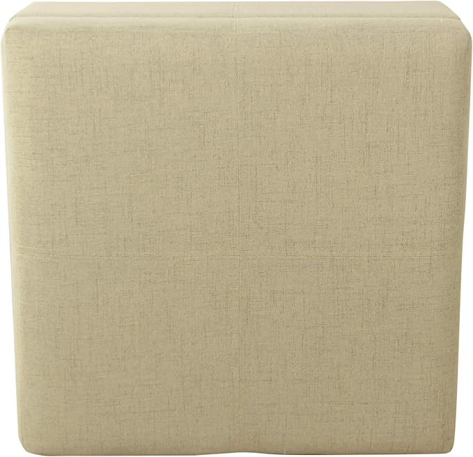 HomePop 28" Woven Square Storage Ottoman - Linen Tan