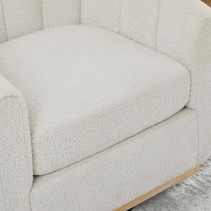 Swivel Barrel Chair Set of 2, 360 Degree Round Swivel Accent Chair for Living Room, Mid Century Modern Upholstered Accent Chair,Comfy Tufted Sofa Armchairs for Bedroom,Nursery,Boucle,Ivory