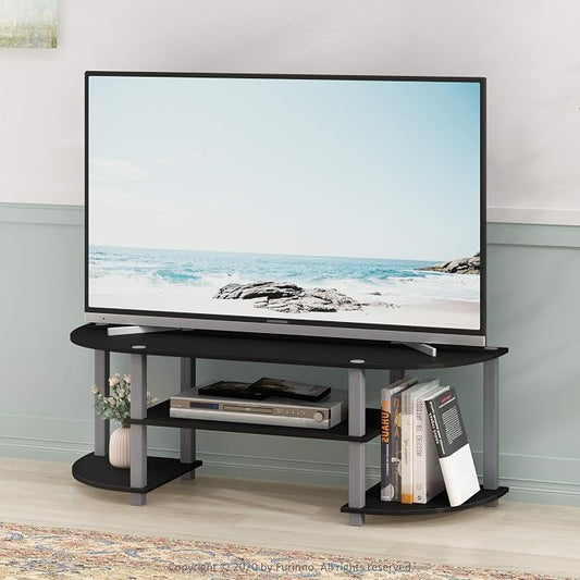 Furinno Turn-S-Tube Wide TV Entertainment Center, Black/Grey