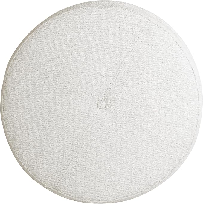 HomePop 24" Large Round Storage Ottoman - Cream Boucle