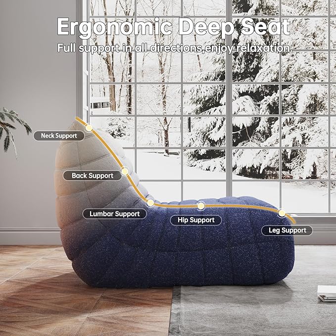 WHGBJA Bean Bag Chairs for Adults with Memory Foam Couch, Loveseat Sofa Chair for Bedroom, Living Room, Reading, Gaming Floor Sofa Couch, Boneless, Comfy
