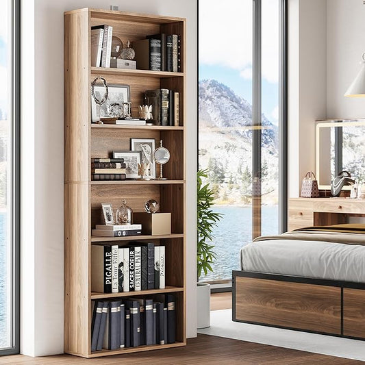 IRONCK Bookshelves and Bookcases Floor Standing 6 Tiers Display Storage Shelves 70 in Tall Bookcase Home Decor Furniture for Home Office, Living Room, Bed Room