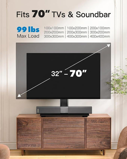 PERLESMITH Universal TV Stand Legs for 32-70 inch TVs up to 99 lbs, Height Adjustable Tabletop Television Stand Mount, Universal TV Base for Livingroom & Bedroom, VESA 400x400mm PSTVS04-N2