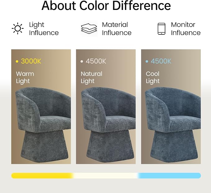 VKNOW Upholstered Swivel Dining Chairs Set of 4, Modern Dining Room Chairs with Barrel Back, Accent Arm Chair for Dining Room, Living Room, Bedroom, Vanity, Blue