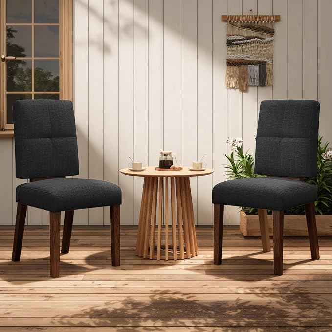HOMRELEXA Wooden Dining Chairs Set of 4, Dining Room Chairs with Wood Legs, Cloud-Like Cushion & Reinforcement Structure Design for Kitchen/Living Room/Restaurant, Easy Assembly