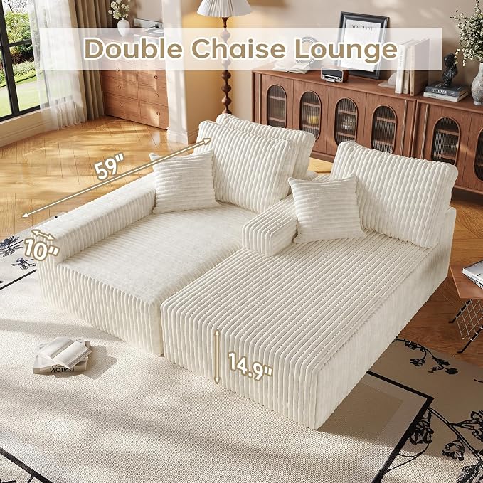 Cloud Boneless Sectional Cream Couches with Oversized Chaise for Living Room, Modular L Shaped Couch with Deep Seat, Memory Foam Compressed 3 Seater Sofa for Apartment